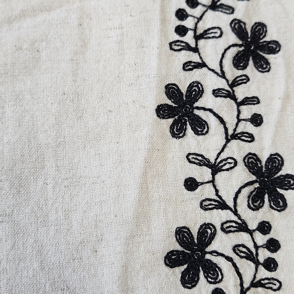 Nobody's Child Oatmeal Black Floral Embroidered Wide Leg Pull On Shona Trousers - Picture 6 of 15